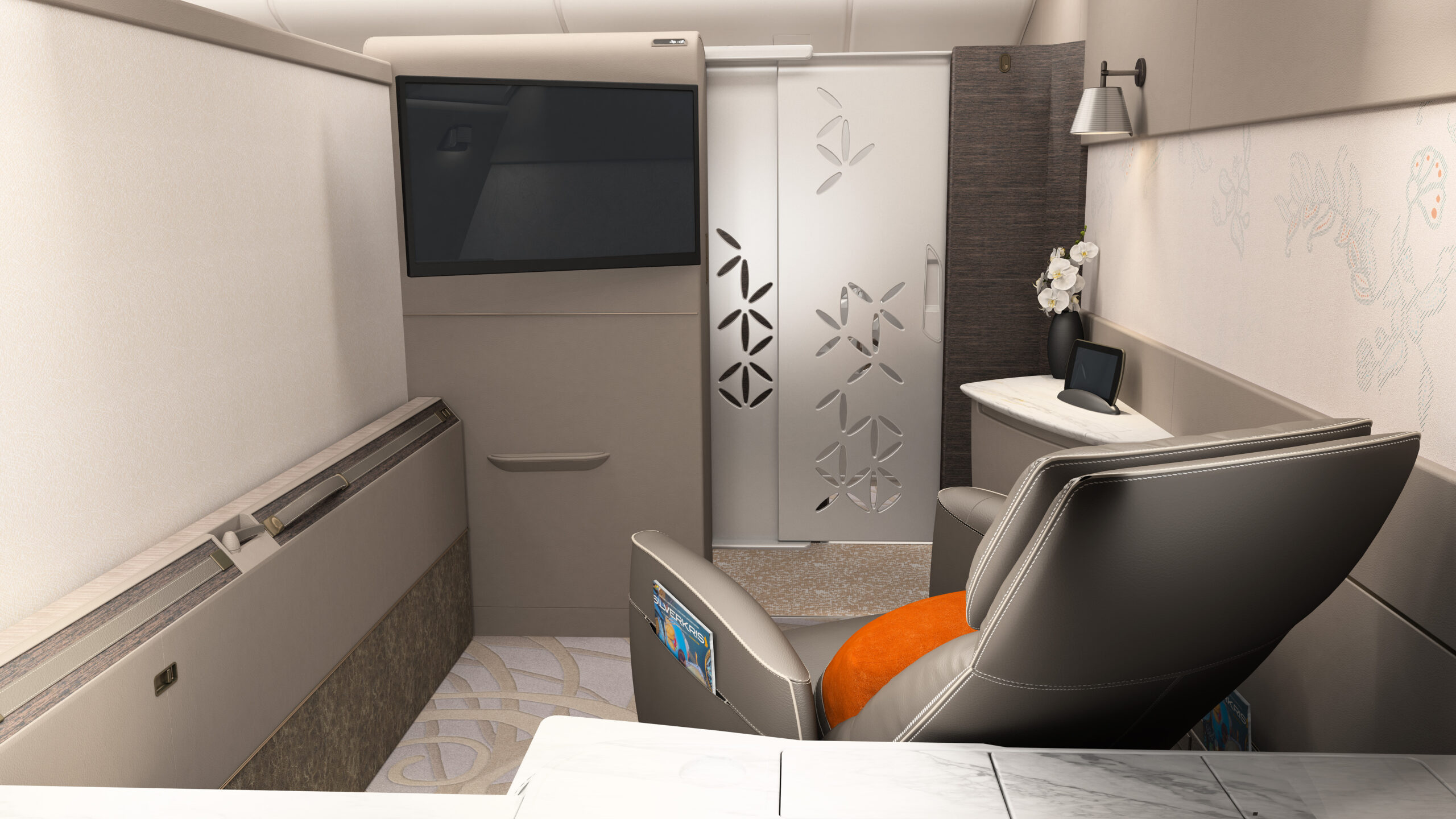 A380-SIA-FC-Luxurious airplane interior suite design