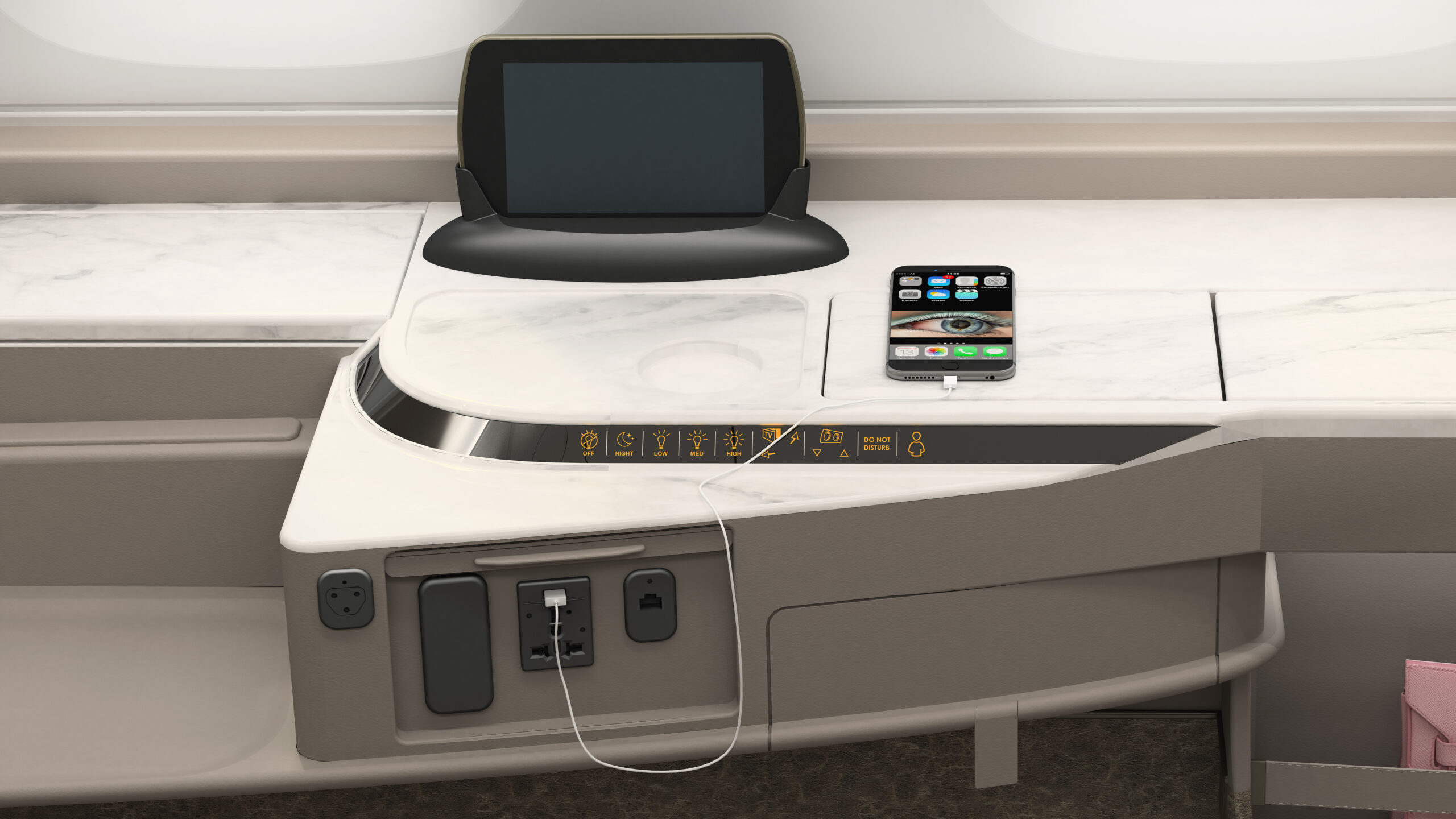 A380-SIA-FC-Modern business class seat amenities
